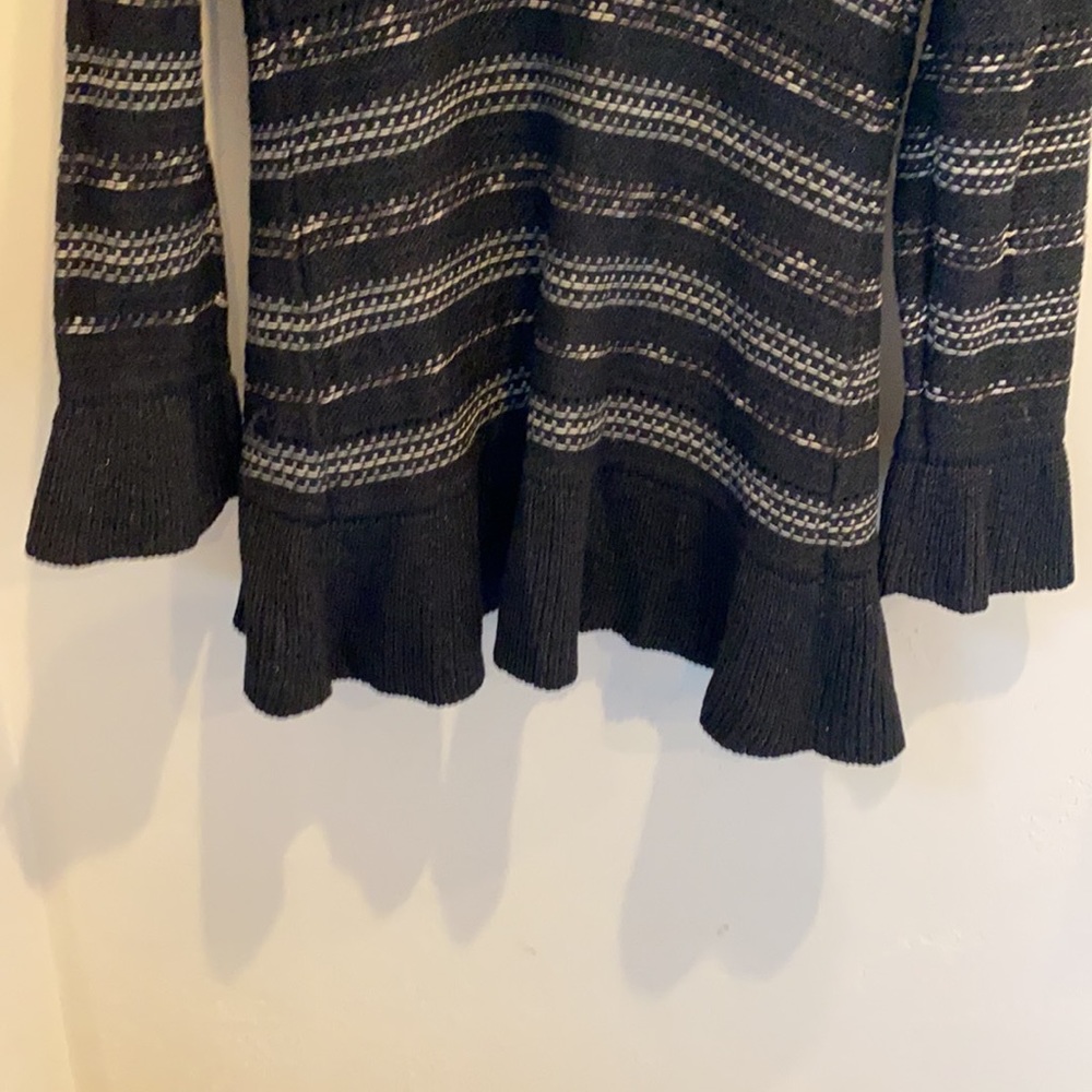 Black Cardigan with Ruffle Style Sleeves - Picture 4 of 4